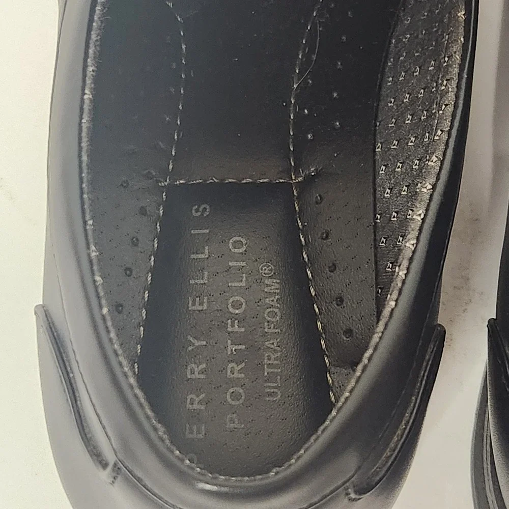 Perry Ellis Portfolio Men 8 Black Justin Ultra Foam Slip On‎ Dress Loafer Shoes